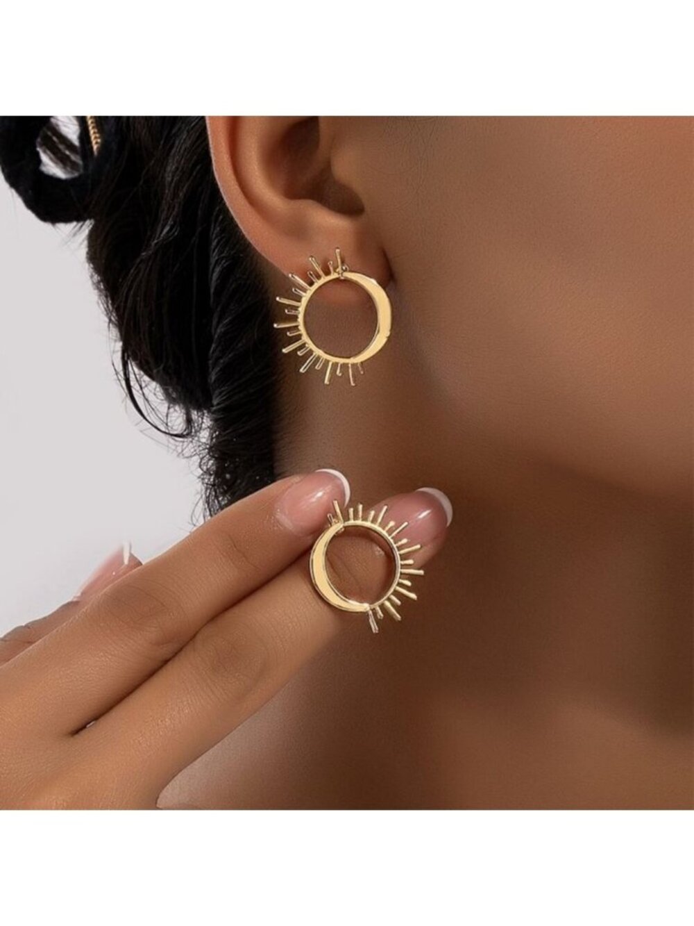 Gold Sunburst Mini Hoop Earrings